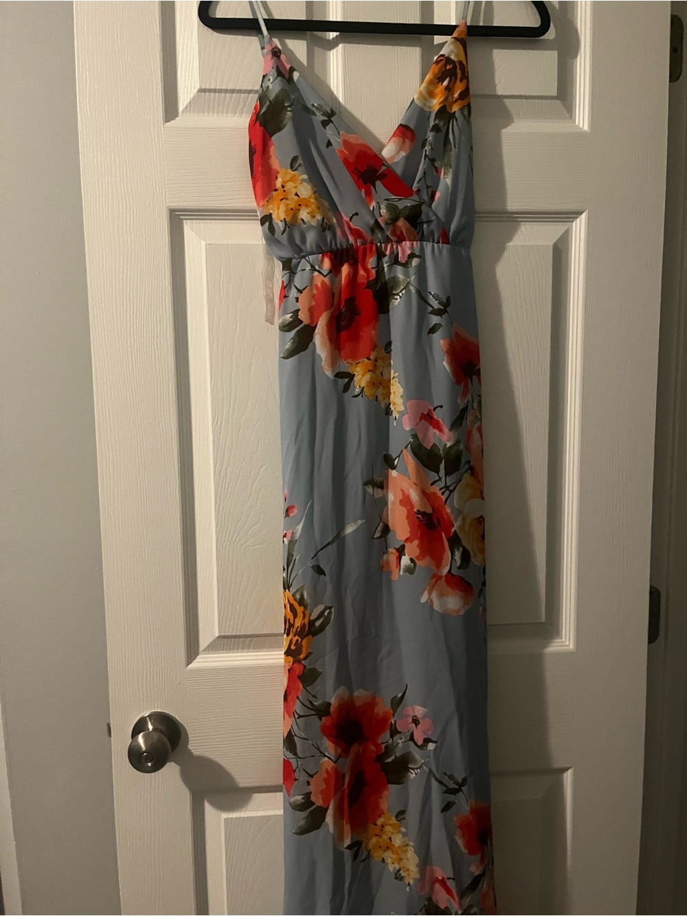 V neck floral maxi dress